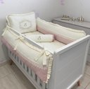 Ver imagem 1 de Kit Berço Imperial Letra S |palha com Rose | 08 Peças