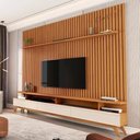 Ver imagem 2 de Painel Ripado com Rack para Tv até 85 Polegadas - Cor Nature/off White