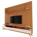 Ver imagem 1 de Painel Ripado com Rack para Tv até 85 Polegadas - Cor Nature/off White