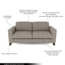 Ver imagem 4 de Sofá Sala de Estar Living 3 Lugares 200cm Presley Pés Madeira Linho Cinza Claro G52 - Gran Belo