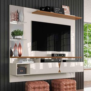 Painel para Tv até 55 Polegadas Intense Lukaliam Off White / Damasco