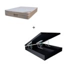 Ver imagem 1 de Cama Box Baú Casal 138 Bipartido Sintético Preto com Colchão Ortobom Airtech Spring Pocket D26 Bege