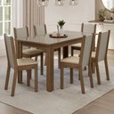 Ver imagem 1 de Conjunto Sala de Jantar Elóra Mesa Tampo de Vidro 6 Cadeiras Rustic/crema/sintético Bege Madesa