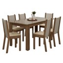 Ver imagem 2 de Conjunto Sala de Jantar Elóra Mesa Tampo de Vidro 6 Cadeiras Rustic/crema/sintético Bege Madesa