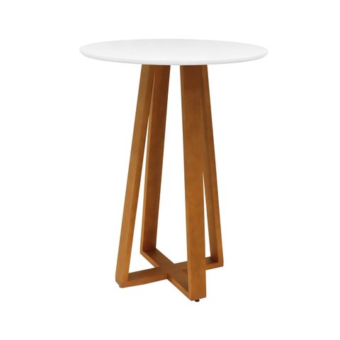 Mesa Bistrô Madri Madeira Maciça e Tampo Redondo - Amêndoa - Tampo Ø80 Laqueado Branco