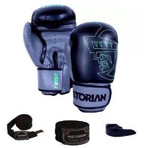 Kit Boxe/muay Thai Pretorian First Preto / Cinza Preto/cinza