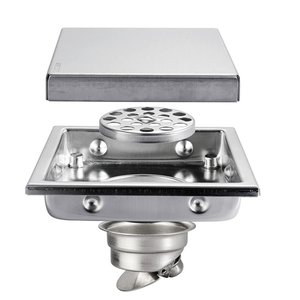Ralo Oculto Square Invisível Anti Odor Aço Inox 304 15x15cm
