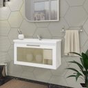 Ver imagem 1 de Gabinete de Banheiro 1 Porta Vidro Reflecta Basculante 1 Gaveta 1 Cuba 79cm Hibisco MGM Móveis