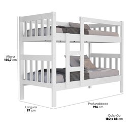 Beliche Infantil Jasper Vira Duas Camas 100% Mdf - 3