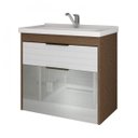 Ver imagem 3 de Gabinete de Banheiro 1 Porta Vidro Reflecta Basculante 1 Gaveta Bipartida 1 Cuba 59cm Azaléia MGM Mó