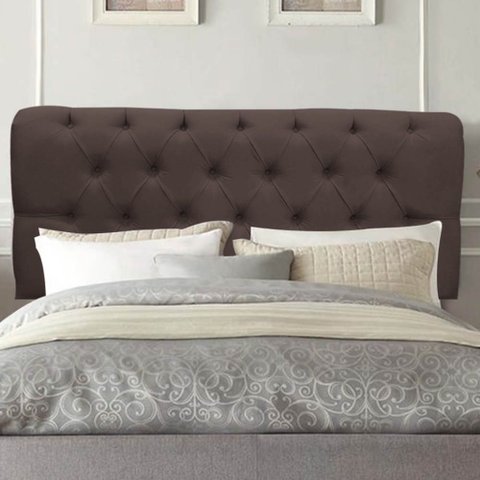Painel Cabeceira Estofada Paris 195cm Cama Box King Corino Marrom- Mabe Magazine