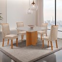 Ver imagem 1 de Mesa de Jantar Olimpia 90cm Tampo MDF Vidro Canto Copo com 4 Cadeiras Yasmin