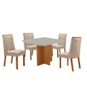 Ver imagem 2 de Mesa de Jantar Olimpia 90cm Tampo MDF Vidro Canto Copo com 4 Cadeiras Yasmin