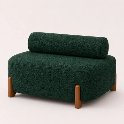 Poltrona Organica Ilha Bouclé p/ Closet e Consultório:Verde/Liso