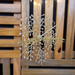 Jogo 2 Flocos de Neve Decorativo 3d Glitter Brilho Dourado 25x25cm - Nataluz - 2 Jogo 2 Flocos de Neve Decorativo 3d Glitter Brilho Dourado 25x25cm - Nataluz - 2