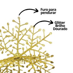Jogo 2 Flocos de Neve Decorativo 3d Glitter Brilho Dourado 25x25cm - Nataluz - 5 Jogo 2 Flocos de Neve Decorativo 3d Glitter Brilho Dourado 25x25cm - Nataluz - 5