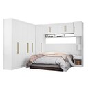 Ver imagem 1 de Jogo de Quarto Branco Modulado Firenze Painel de Cabeceira + Roupeiro + Armário