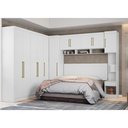 Ver imagem 2 de Jogo de Quarto Branco Modulado Firenze Painel de Cabeceira + Roupeiro + Armário