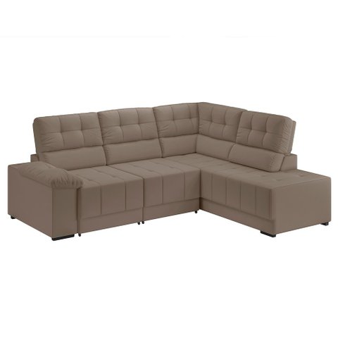 Sofá de Canto Retrátil e Reclinável 5 Lugares Veludo Firenze Besthouse Castor