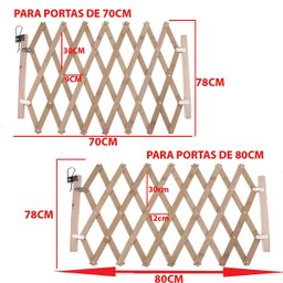 Portao Pet Retratil Cachorro Criança Bebe Grade Bambu Ajustavel Cercadinho Barramento Previne Quedas - 2