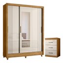 Ver imagem 1 de Guarda Roupa Casal Bolívia e Cômoda Ms913 Freijó Off White – Moval