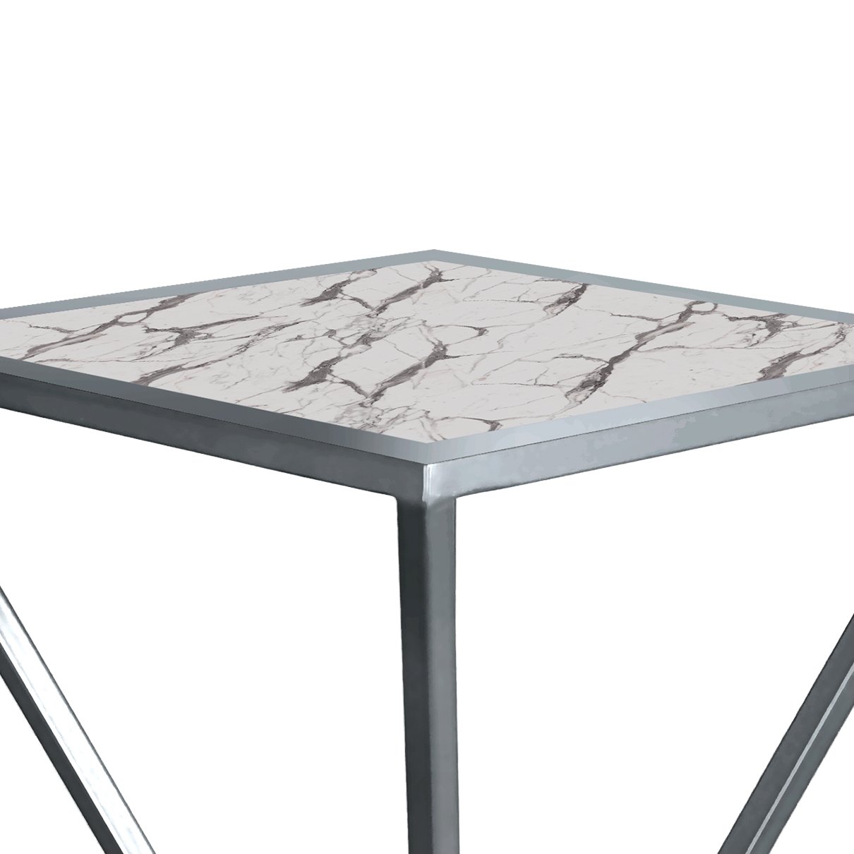 Mesa de Canto Lateral Alta Quadrada para Sala Austria - Prata Vulcano - 5