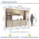 Ver imagem 3 de Cozinha 6 Peças Cristaleira Condessa Torre Quente 100% MDF Bege/Carvalho Greige