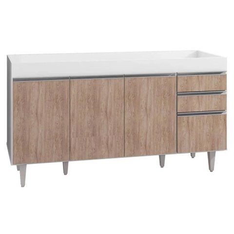 Balcão Gabinete para Pia sem Tampo 150cm Marrocos Branco/castanho - Lumil