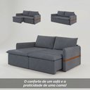 Ver imagem 5 de Sofá Cama Retrátil Renno D28 com Detalhe em Couro:Suede Grafite/260cm