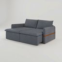 Ver imagem 2 de Sofá Cama Retrátil Renno D28 com Detalhe em Couro:Suede Grafite/260cm
