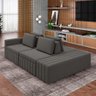 Sofá Ilha com Encosto e Almofadas Móveis Olimpo 285cm Modulado Veludo Grafite G45 - Gran Belo - 1