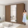 Guarda Roupa Casal com Espelho 3 Portas 6 Gavetas Nápoli Espresso Móveis - 9