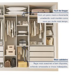 Guarda Roupa Casal Premium Ravena 242cm com Espelho 3 Portas 6 Gavetas Yescasa Branco - 9 Guarda Roupa Casal Premium Ravena 242cm com Espelho 3 Portas 6 Gavetas Yescasa Branco - 9