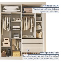 Guarda Roupa Casal Premium Ravena 242cm com Espelho 3 Portas 6 Gavetas Yescasa Branco - 5 Guarda Roupa Casal Premium Ravena 242cm com Espelho 3 Portas 6 Gavetas Yescasa Branco - 5