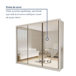 Guarda Roupa Casal Premium Ravena 242cm com Espelho 3 Portas 6 Gavetas Yescasa Branco - 4 Guarda Roupa Casal Premium Ravena 242cm com Espelho 3 Portas 6 Gavetas Yescasa Branco - 4