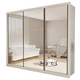 Guarda Roupa Casal Premium Ravena 242cm com Espelho 3 Portas 6 Gavetas Yescasa Branco - 14 Guarda Roupa Casal Premium Ravena 242cm com Espelho 3 Portas 6 Gavetas Yescasa Branco - 14