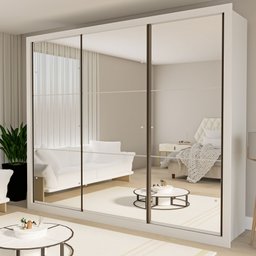 Guarda Roupa Casal Premium Ravena 242cm com Espelho 3 Portas 6 Gavetas Yescasa Branco - 1 Guarda Roupa Casal Premium Ravena 242cm com Espelho 3 Portas 6 Gavetas Yescasa Branco - 1