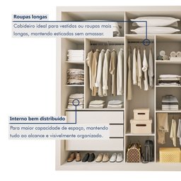 Guarda Roupa Casal Premium Ravena 242cm com Espelho 3 Portas 6 Gavetas Yescasa Branco - 7 Guarda Roupa Casal Premium Ravena 242cm com Espelho 3 Portas 6 Gavetas Yescasa Branco - 7