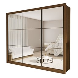 Guarda Roupa Casal Premium Ravena 242cm com Espelho 3 Portas 6 Gavetas Yescasa Marrom/Freijó - 14 Guarda Roupa Casal Premium Ravena 242cm com Espelho 3 Portas 6 Gavetas Yescasa Marrom/Freijó - 14
