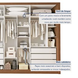 Guarda Roupa Casal Premium Ravena 242cm com Espelho 3 Portas 6 Gavetas Yescasa Marrom/Freijó - 9 Guarda Roupa Casal Premium Ravena 242cm com Espelho 3 Portas 6 Gavetas Yescasa Marrom/Freijó - 9
