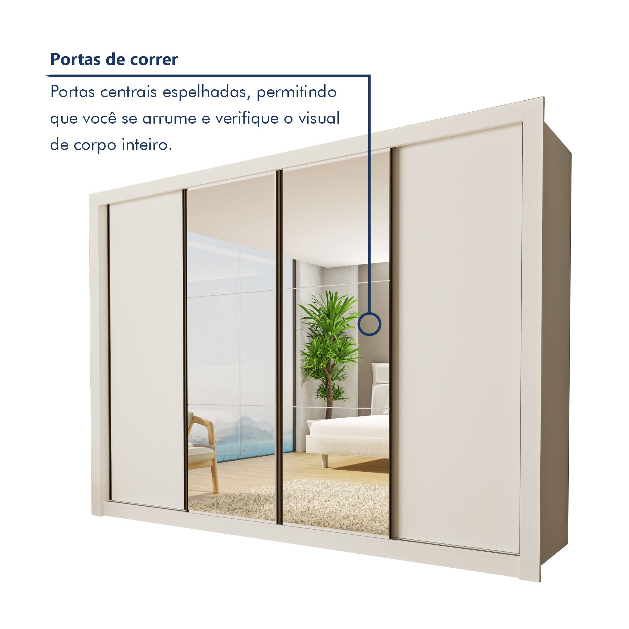 Guarda Roupa Casal Premium Firenze 279,3cm com Espelho 4 Portas 4 Gavetas Espresso Móveis     - 3