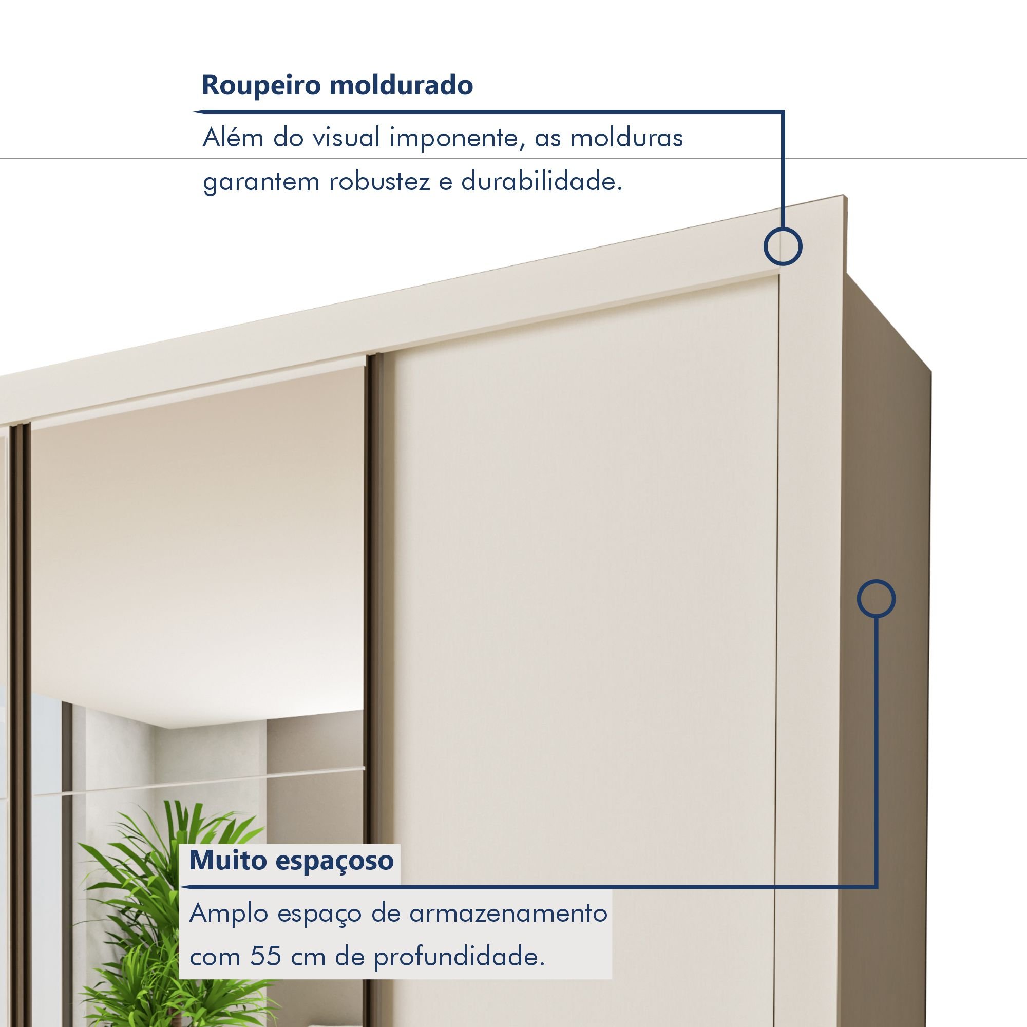 Guarda Roupa Casal Premium Firenze 279,3cm com Espelho 4 Portas 4 Gavetas Espresso Móveis     - 2