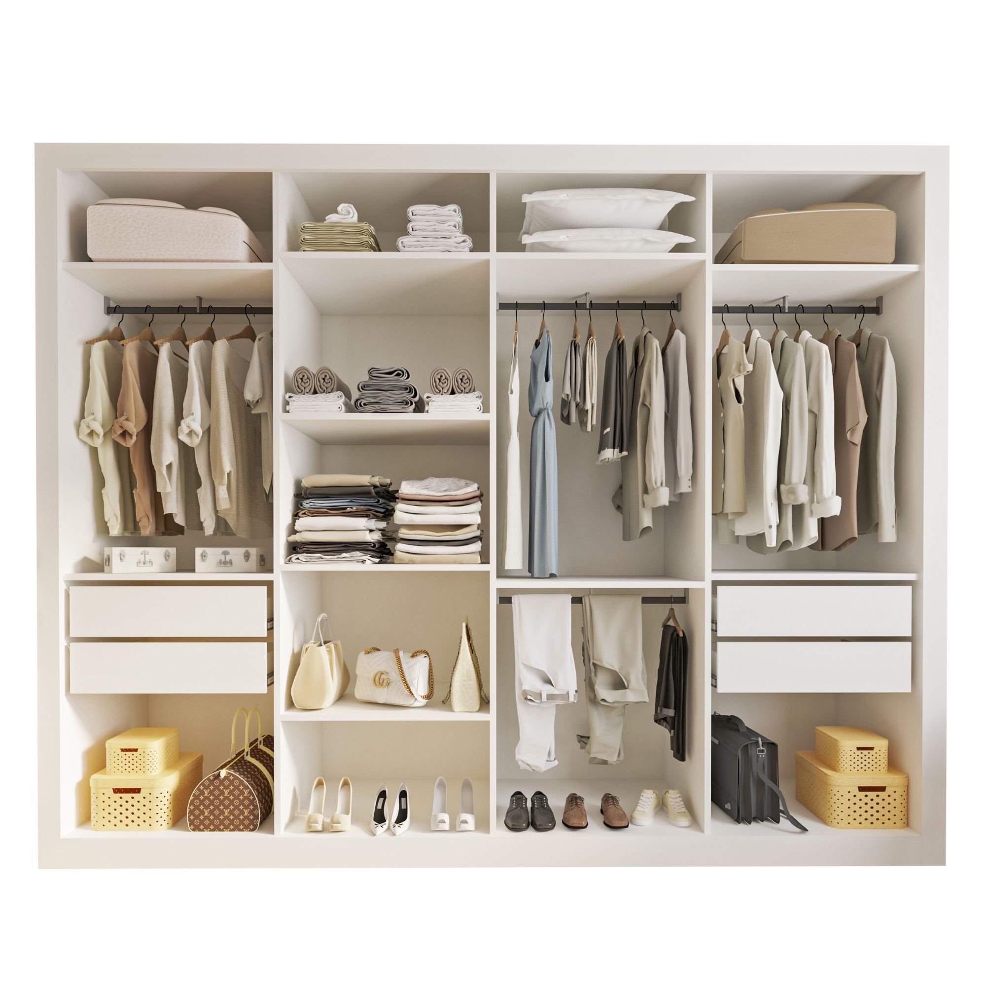 Guarda Roupa Casal Premium Firenze 279,3cm com Espelho 4 Portas 4