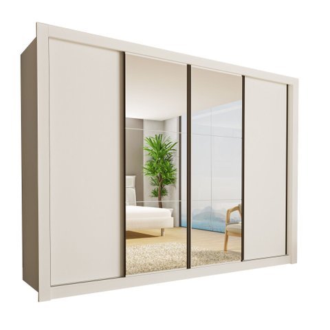 Guarda Roupa Casal Premium Firenze 279,3cm com Espelho 4 Portas 4 Gavetas Yescasa
