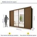 Ver mais imagens de Guarda Roupa Casal Premium Firenze 279,3cm com Espelho 4 Portas 4 Gavetas Yescasa Marrom/Freijó