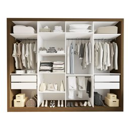 Guarda Roupa Casal Premium Firenze 279,3cm com Espelho 4 Portas 4 Gavetas Espresso Móveis     - 11