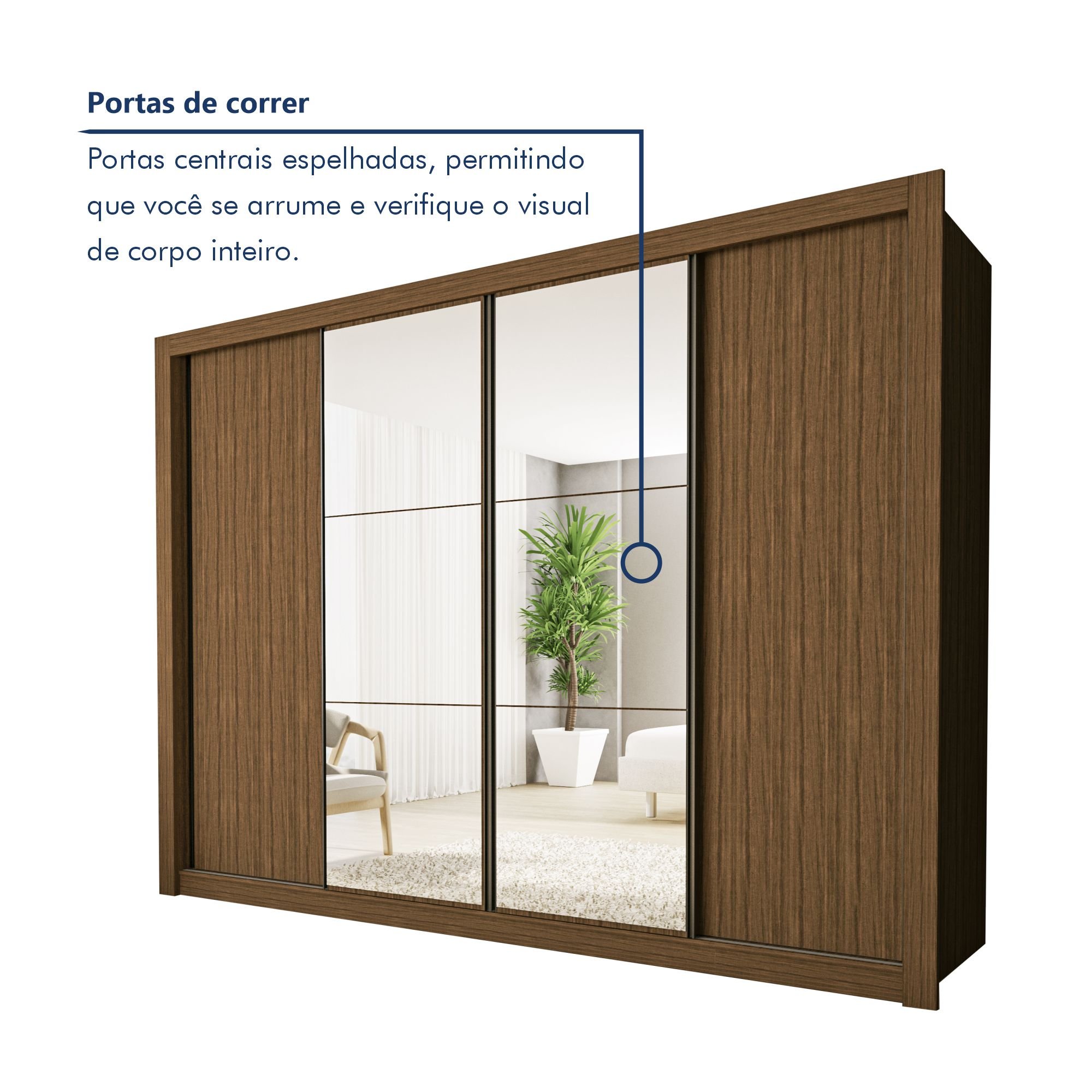 Guarda Roupa Casal Premium Firenze 279,3cm com Espelho 4 Portas 4 Gavetas Espresso Móveis     - 3