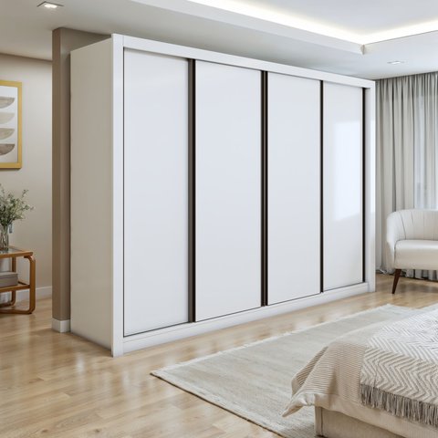 Guarda Roupa Casal Premium Nápoli 4 Portas de Correr 4 Gavetas 279,3cm Yescasa