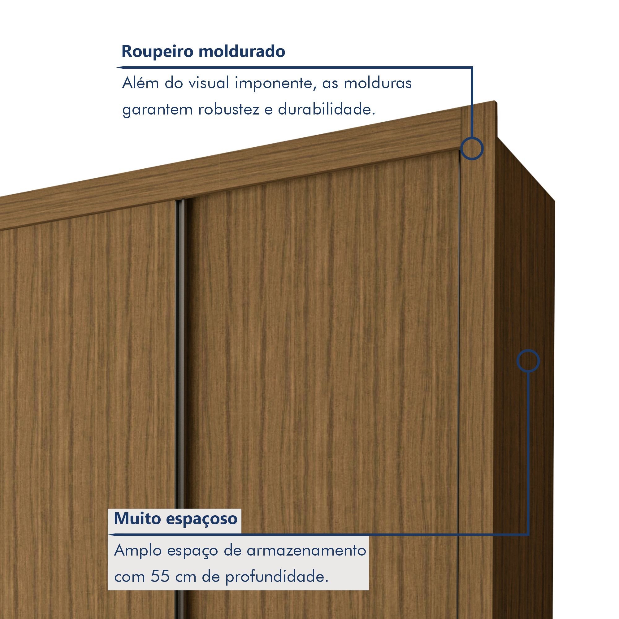 Guarda Roupa Casal Premium Nápoli 242cm 4 Portas 4 Gavetas Espresso Móveis - 2