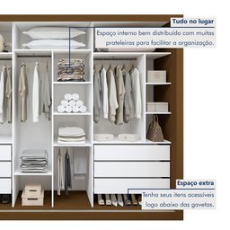 Guarda Roupa Casal Premium Nápoli 3 Portas de Correr 6 Gavetas 242cm Yescasa - 8